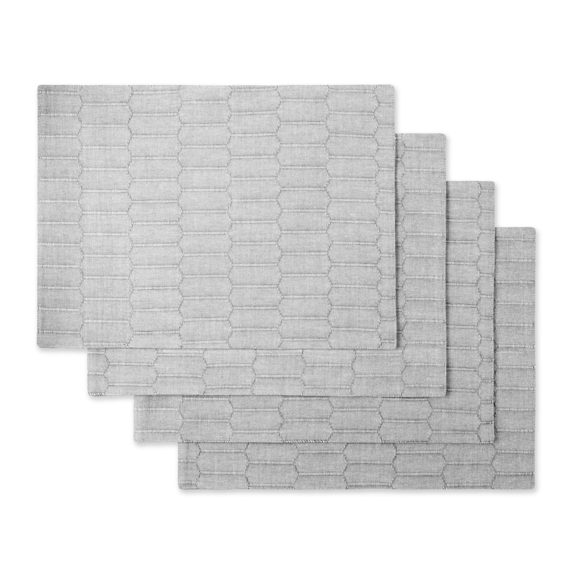 Martha Stewat Honeycomb Fabric Placemat Set, Charcoal Grey, 4 Piece