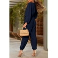 thumbnail image 3 of PRETTYGARDEN Women's Fall Jumpsuits Dressy Casual Pants Romper Spring Long Sleeve V Neck Belt Pockets One Piece Outfits, 3 of 7