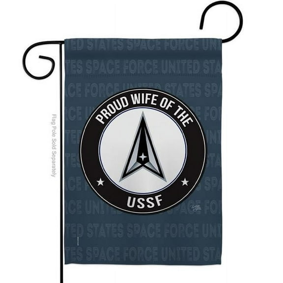 Breeze Decor G158612-BO Proud Wife USSF Garden Flag Armed Forces Space Force 13 x 18.5 in. Double-Sided Decorative Vertical Flags for House Decoration Banner Yard Gift