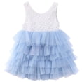 thumbnail image 2 of Bagilaanoe Toddler Baby Girl Party Dress Floral Lace Sleeveless A-line Princess Dresses 12M 18M 24M 3T 4T 5T Kid Patchwork Tulle Skirt, 2 of 5