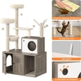 thumbnail image 3 of Ourlova 3-In-1 Cat Tower Large Cat Tree with Litter Box Enclosure Rustic Grey, 3 of 8
