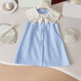 thumbnail image 5 of CPNG Girls Summer Dresses Ruffle Sleeve A-Lined Dress Bow Peter Pan Collar Long Sleeve Sleeveless Button Decor Dress, 5 of 6