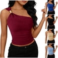 thumbnail image 6 of Turilly Women's Fashion Asymmetrical Tanks Bow Knot One-Shoulder Sleeveless Fitted Blouse, 6 of 6
