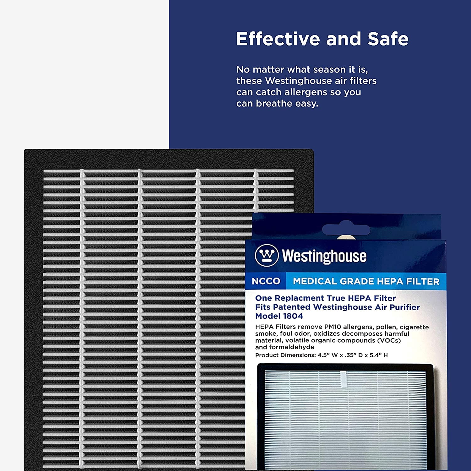 Westinghouse 1804 Air Purifier True HEPA Filter Replacement (Set of 4) Compatible