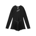 thumbnail image 7 of iiniim Women's Adult Figure Ice Skating Dress Long Sleeves Gymnastics Leotard Dancewear Costume Black S, 7 of 7