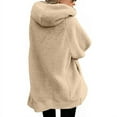 thumbnail image 3 of Ladies Plus Size Hooded Jacket Women Casual Full Zipper Coat Mid-Length Warm Wool Fleece Outerwear Jackets for Juniors Girls Plus Coat, 3 of 4