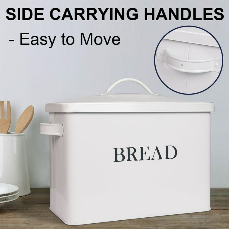 Andwarmth Bread Storage-Bread Container-Bread Keeper-Bread Dispenser  -Airtight Bread Box-Bread Saver-Bread Boxes for Kitchen Counter-White 2