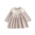 thumbnail image 2 of HOMADLES Toddler Kids Girl Dress Long Sleeve Kint Crewneck Layering Casual Solid Girls Clothes Princess Dress Khaki 4 T, 2 of 8