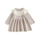 thumbnail image 1 of Odeerbi Niñas Suéter Algodón Vestido Cuello de Encaje Princesa Vestidos Niños Color Sólido Dulce Cuello Redondo Vestido Manga Larga, 1 of 8