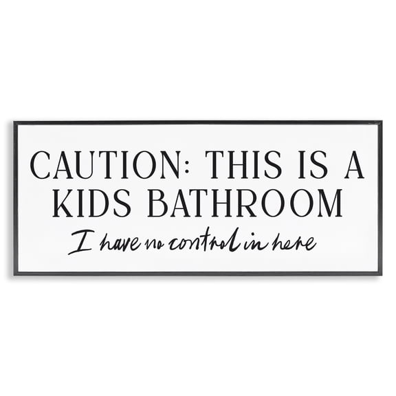 Stupell Industries No Control Kid's Bathroom Black Framed Giclee Art, design by Lettered and Lined