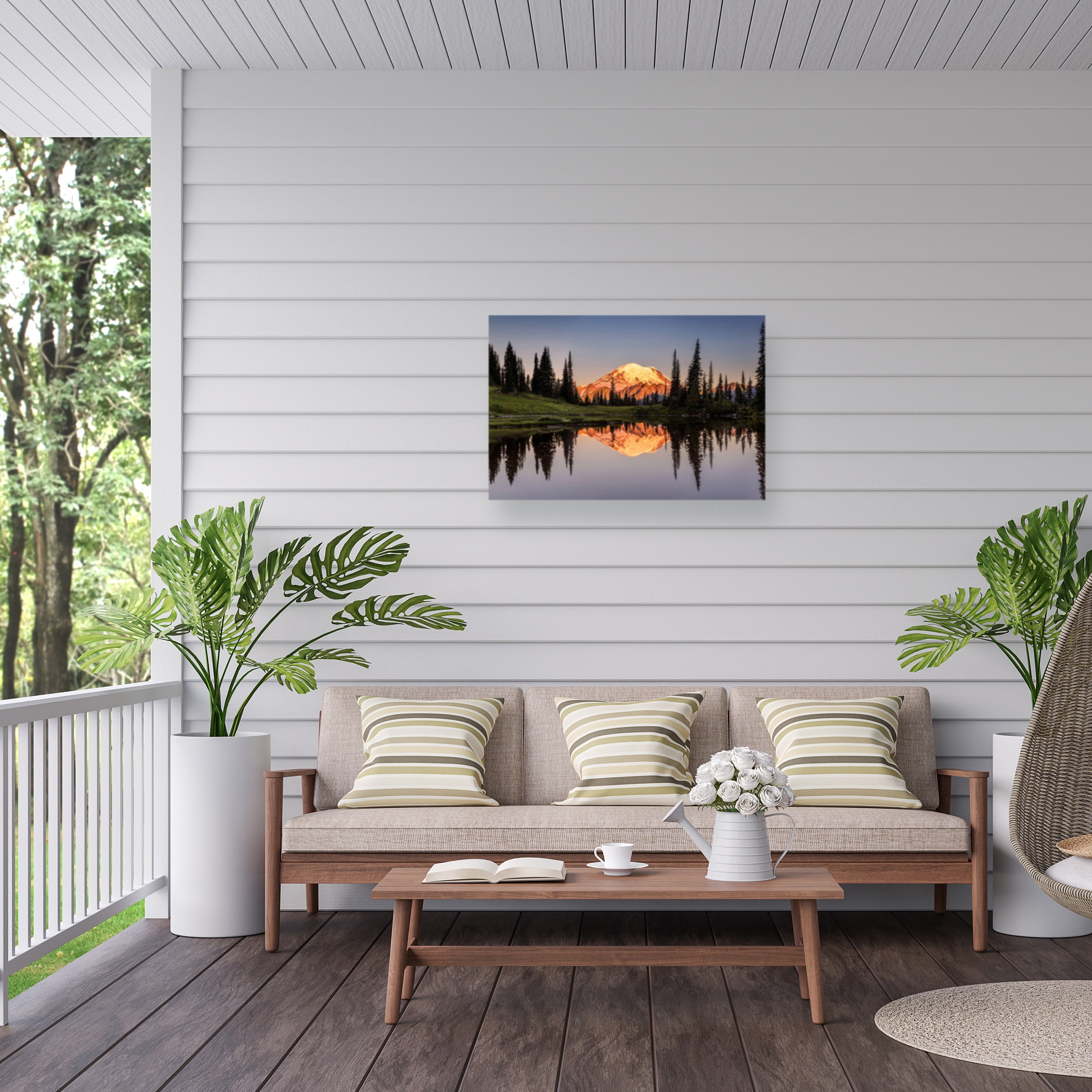 Pierre Leclerc 'Tipsoo Lake Sunrise' Outdoor Canvas 12x19