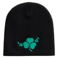 thumbnail image 5 of St.Patrick Day Clovers Logo Embroidered 8 inch Acrylic Short Beanie - Black OSFM, 5 of 5