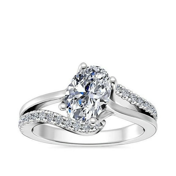 Diamond-Capitals IGI Certified Beautiful Oval Cut 2.20 Ct Beautiful Solitaire Lab Grown Diamond Anniversary Ring for Women Solid 14K White Gold (E/VVS2) Size 7