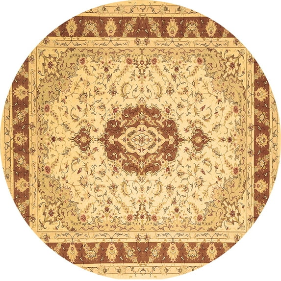 Ahgly Company Indoor Round Persian Brown Traditional Area Rugs, 5' Round