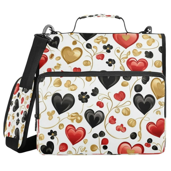 YAZAOO Zipper Binder trapper keeper Documents Organized Design Hearts and Roses Printed