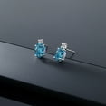 thumbnail image 4 of Gem Stone King 14K White Gold London Blue Topaz and White Diamond Earrings for Women (2.73 Cttw, Gemstone November Birthstone, Oval 8X6MM, Round 2.5MM), 4 of 4
