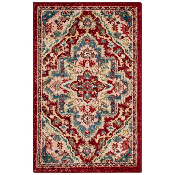 SAFAVIEH Kashan Clyde Oriental Area Rug, Red/Beige, 2'6" x 4'
