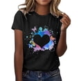 thumbnail image 2 of Rutainlusire Womens Tops Clearance Fashion Woman Rounk Neck Summer Short Sleeve Blouse T-Shirt Causal Printing Tops, 2 of 7