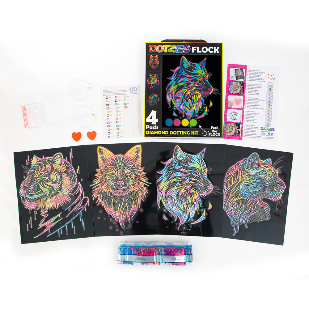 Diamond Dotz Neon Flock Wild Diamond Painting Kits for Adults - Colorful Diamond Art Kits a Relaxing Creative Craft Kit with Dotz Gems 10x8