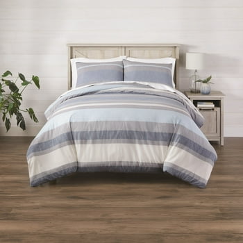 Better Homes & Gardens 3-Piece Bold Blue Stripe Full/Queen Comforter Set