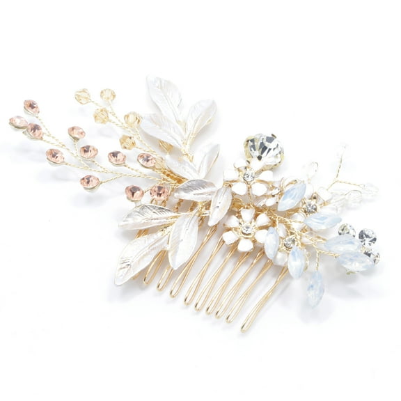 ERDOUY Bridal Flower Wedding Hair Pins Crystal Pearl Hair Combs Clips Headpiece Gold Wedding Hair Accessories Jewelry with Rhinestone for Brides Bridesmaids Women Girls (Gold)