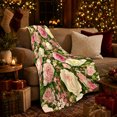 thumbnail image 3 of Vintage Rose Floral Design Autumn Thoughtful, Cozy Pet Portrait Pattern, Warm Flannel Blanket for Living Room and Bedroom, Cat Lovers Thanksgiving Gift, Pet Lover Home Decor, 3 of 9