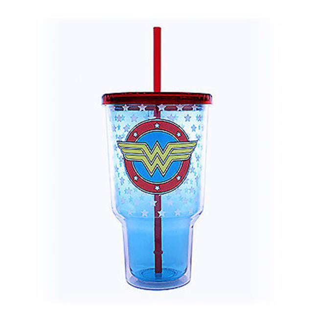 Plastic Cups Party Favor Cups Set of 4 WONDER WOMAN Classic Glossy Blue 22 oz 