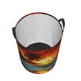 thumbnail image 3 of PHELIKA Ocean Sunrise Tropical Palm Tree Island Hawaiian Sunset Sea Waves Summer 01 Laundry Basket 65L Large Foldable Round For Dirty Clothes Toy Storage, 3 of 6