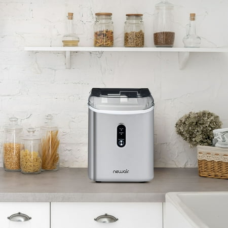 NewAir - 26 lbs. Countertop Nugget Ice Maker - Stainless Steel