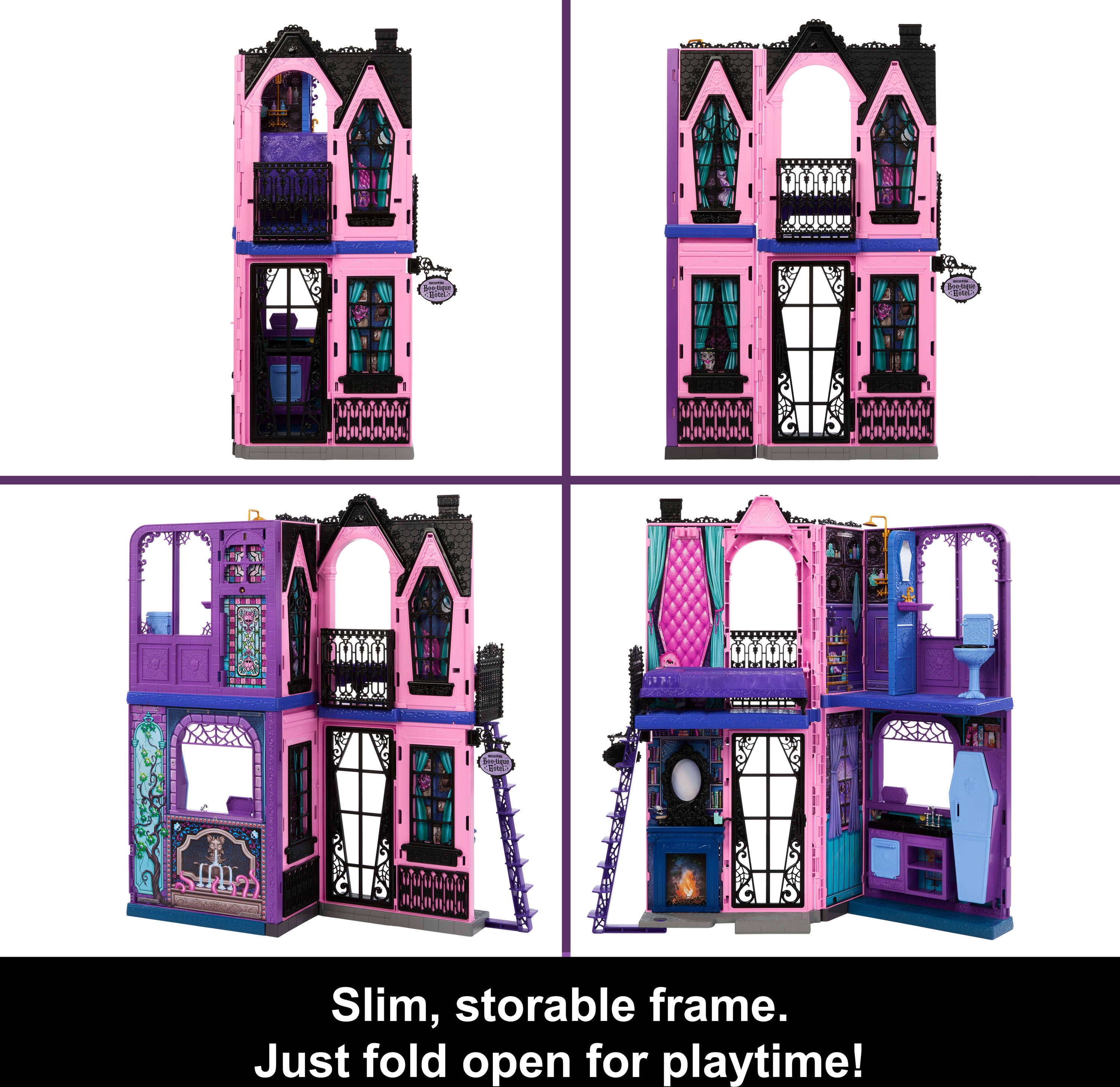 Monster High Boo-tique Hotel Doll House with Spooky Surprises in Every Room and 13+ Accessories