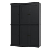 Palace Imports 100% Solid Wood Kitchen Pantry Storage Cabinet with Doors and Adjustable Shelves, 6-Door, Black