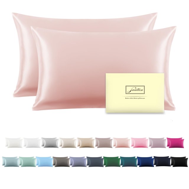 Fundas de almohada Suatien Silk, tamaño estándar, 2 unidades, color coral