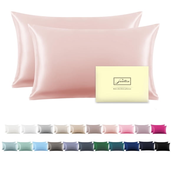 Fundas de almohada Suatien Silk, tamaño estándar, 2 unidades, color coral
