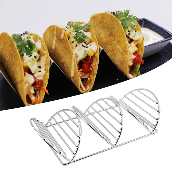 El soporte para tacos de material acero inoxidable la adaptaciónción a la mayoría de platos y freidoras de aire apto para lavavajillas y horno de grado alimenticio, Capacidad para 3 perfecl Soporte de taco