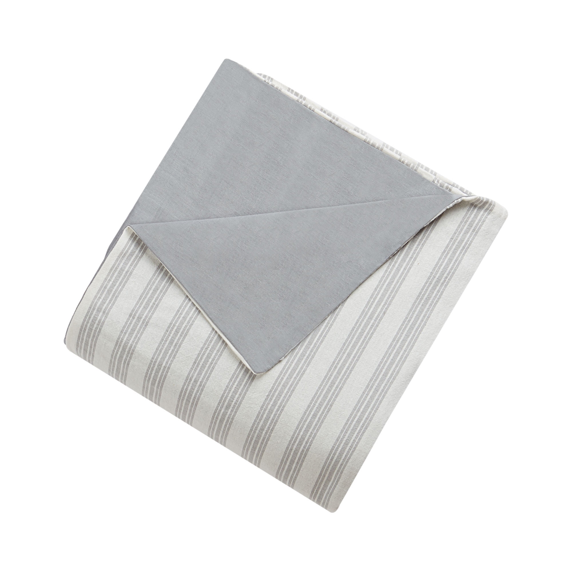 HOMETRENDS 2-Piece Grey Stripe Duvet Cover Set, Twin, 100% Cotton