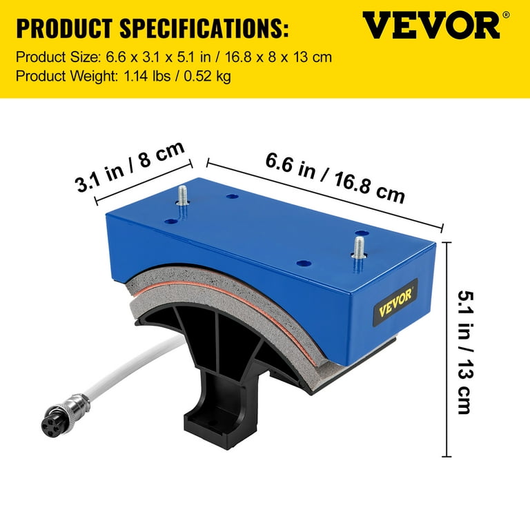 VEVOR Hat Heat Press with 4pcs Interchangeable  Platens(6x3/6.7x2.7/6.7x3.8/8.1x3.5), Cap Heat Press for Stuctured  Hats, Rigid Steel Frame No
