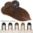 thumbnail image 2 of SEGO Clip in Hair Extensions Mono Base Human Hair Toppers with Bangs 100% Real Human Hair Topper for Thinning/Loss Hair Middle Part Natural Black Hair Pieces, 2 of 8