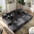 thumbnail image 2 of Vcatnet 81"x67" Oversized Chaise Lounge Chair Indoor Cloud Plush Corduroy Loveseat Sofa Bed Sleeper Sofa Couch for Living Room, Bedroom, Gray, 2 of 9