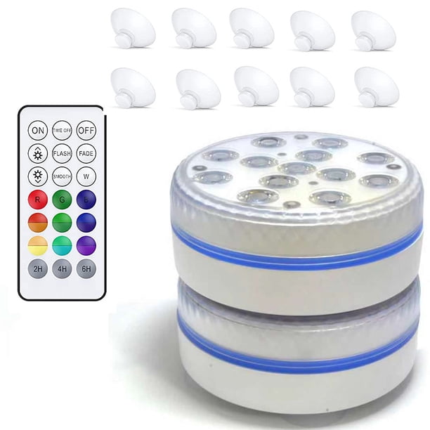 Ounissouiy IP68 impermeable luz subacuática regulable LED cambio de Color piscina lámpara de noche fuente estanque florero tazón para fiesta boda Iluminación y accesorios 2 lámparas 1 controlador Ounissouiy HA063358-02B
