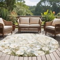 thumbnail image 5 of Floral Flower Large Area Rugs for Bedroom Living Room, Soft Non Slip Carpet Bedside Rug, Modern Oil Painting Watercolor White Round Floor Cover Kitchen Accent Rug 6' for Dining Room/Office, 5 of 9