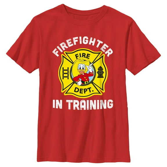 Boy's Mickey & Friends Firefighter in Training Graphic Tee Red Small