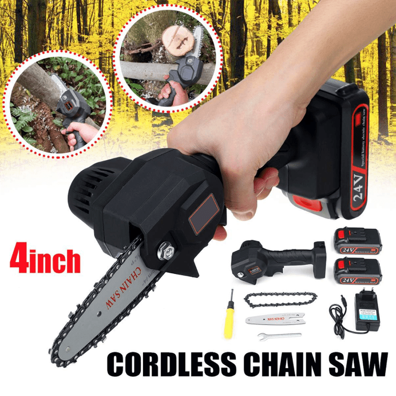 Details about   ANBULL Cordless Chainsaw Wireless Battery Operated 4-Inch 24V Lithium-Ion US New 