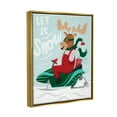 thumbnail image 3 of Let It Snow Moose Sleigh Holiday Graphic Art Metallic Gold Framed Art Print Wall Art, 3 of 6
