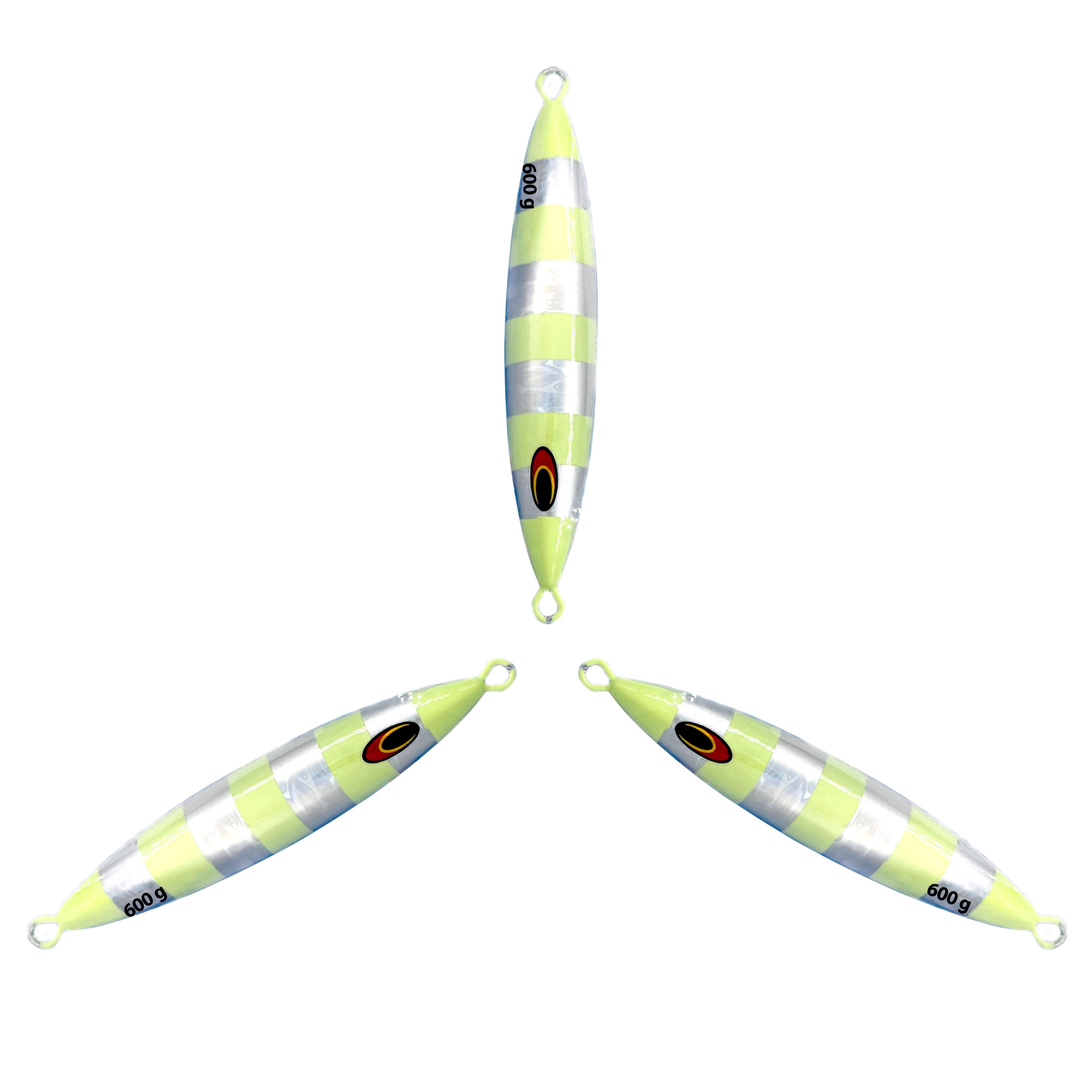 7" Tuna Jig 600g,3 Pcs Silver Zebra Glow Saltwater Fishing Lures, Fishing Gear & Tackle, Tuna Fishing Jig