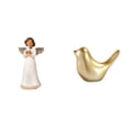 thumbnail image 1 of Figura de resina de ángel querubín con paloma y pájaro dorado, escultura para sala de estar, oficina, escritorio, regalo de inauguración de la casa, d, 1 of 8