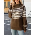 thumbnail image 2 of Sweaters for Women Retro Mock Neck Cable Knit Sweater Ribbed Lantern Sleeve Knitted Pullover Sweater Alsol Lamesa, 2 of 5