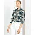thumbnail image 3 of Camisa de oficina Allegra K de manga larga estampada Hojas Azul Tropical XL, 3 of 7