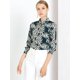 thumbnail image 3 of Camisa de oficina Allegra K de manga larga estampada Hojas Azul Tropical XL, 3 of 7