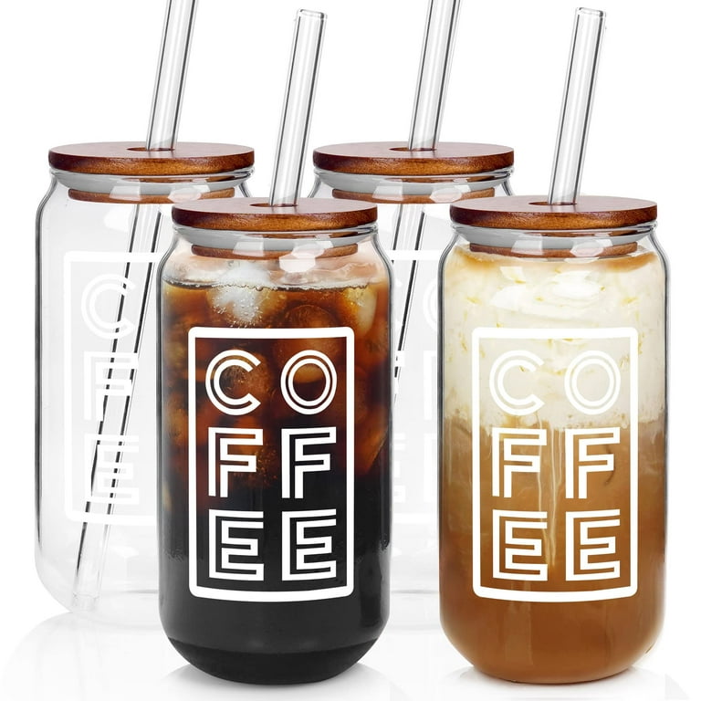 Coffee Design Label Glass Can Iced Coffee Cup Beer Glass Espresso