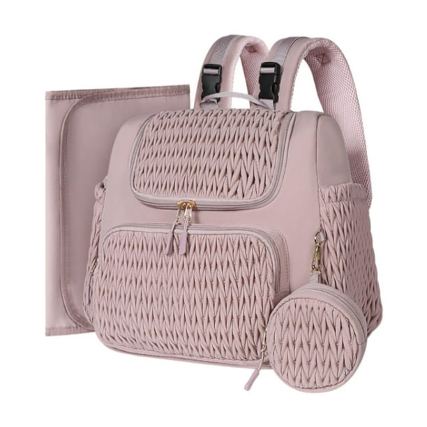 Bolsa de pañales, mochila portátil resistente al desgaste, versátil, impermeable para viajes de bebé. Rosa